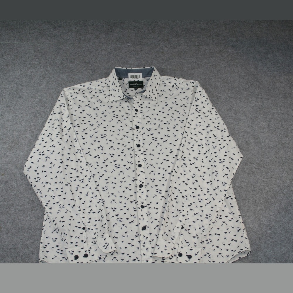 Rodd & Gunn Mens Button Down Shirt 2XL White Kiwi Bird Print Sports Fit